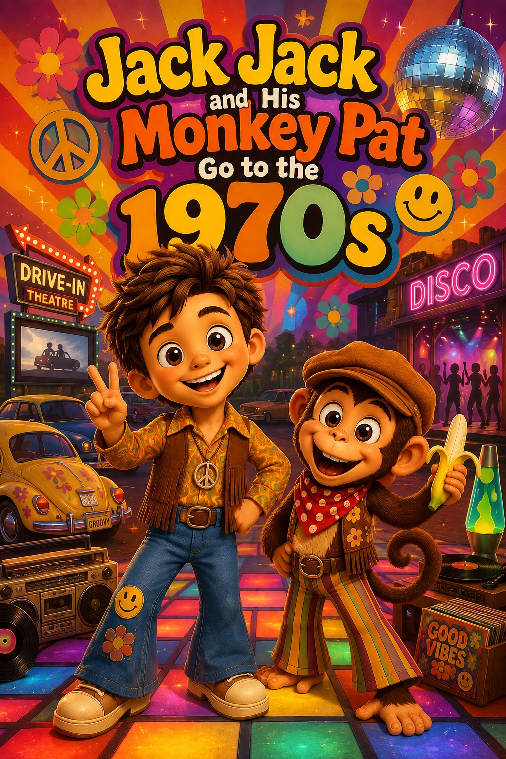 Jack Jack and His Monkey Pat Go Back to the 1970s cover