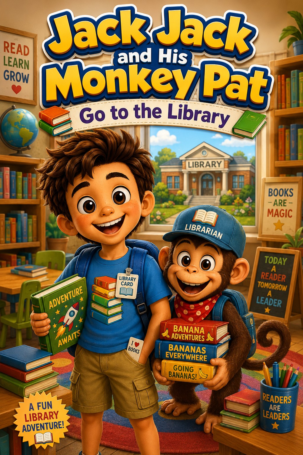 Jack Jack and His Monkey Pat Go to the Library cover