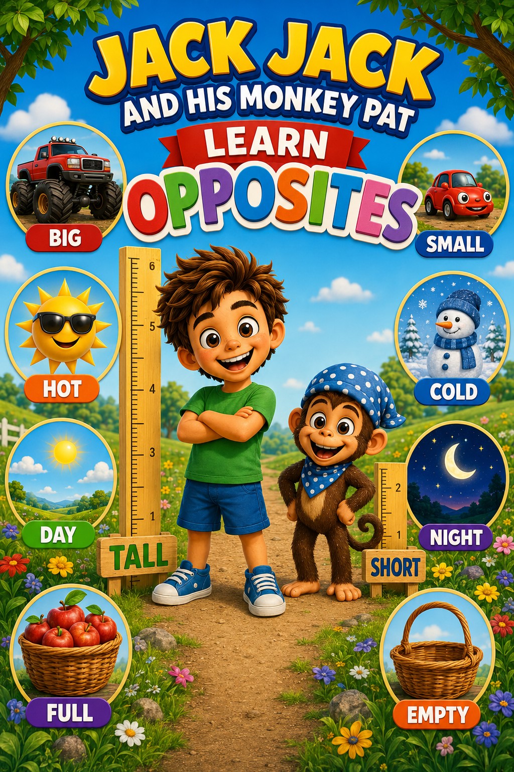Jack Jack and His Monkey Pat Learn Opposites cover